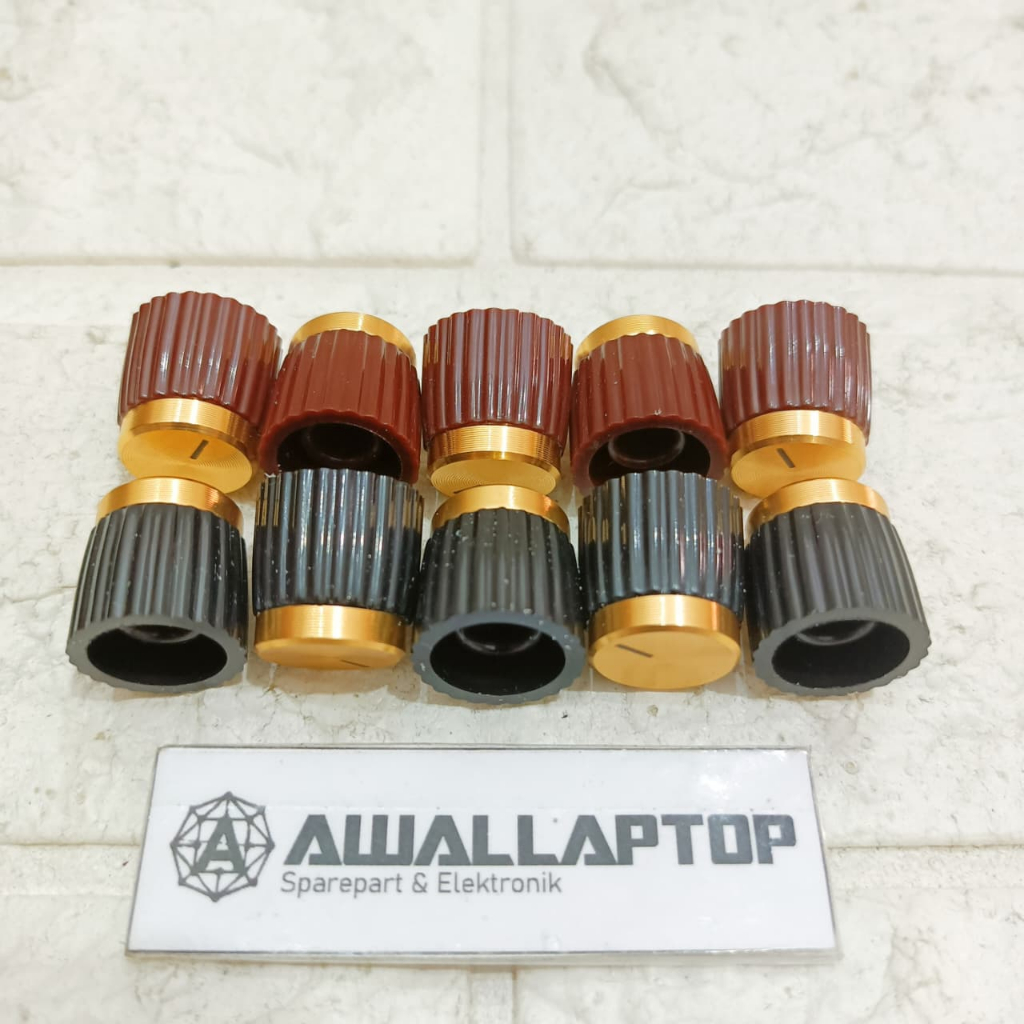 knop knob potensio potensiometer gold merah hitam 6mm amplifier