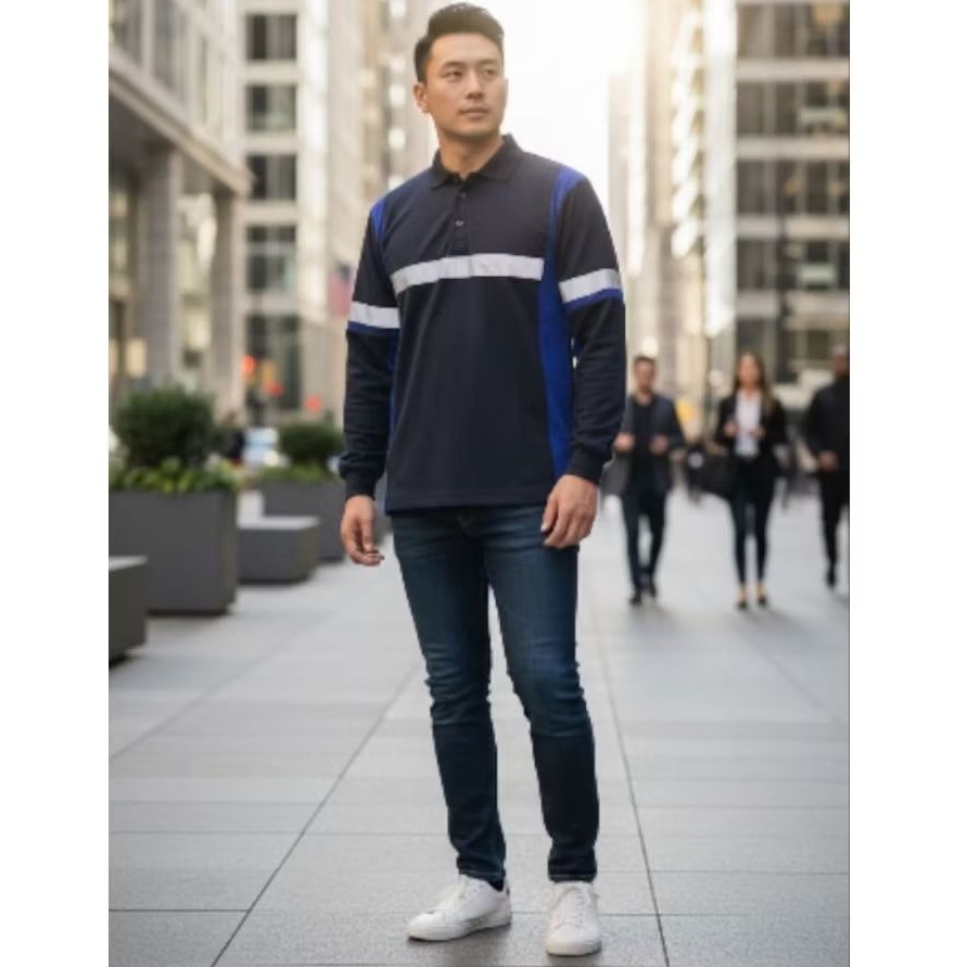 Safety t-shirt polo schotlight 3M / kaos safety kombinasi/warna biru dongker