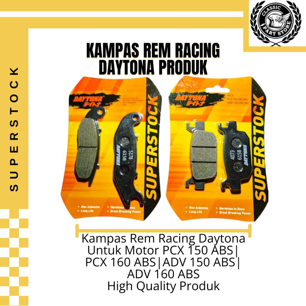 Kampas Rem Daytona Satu Set Untuk Motor PCX 150 ABS PCX 160 ABS ADV 150 ABS ADV 160 ABS