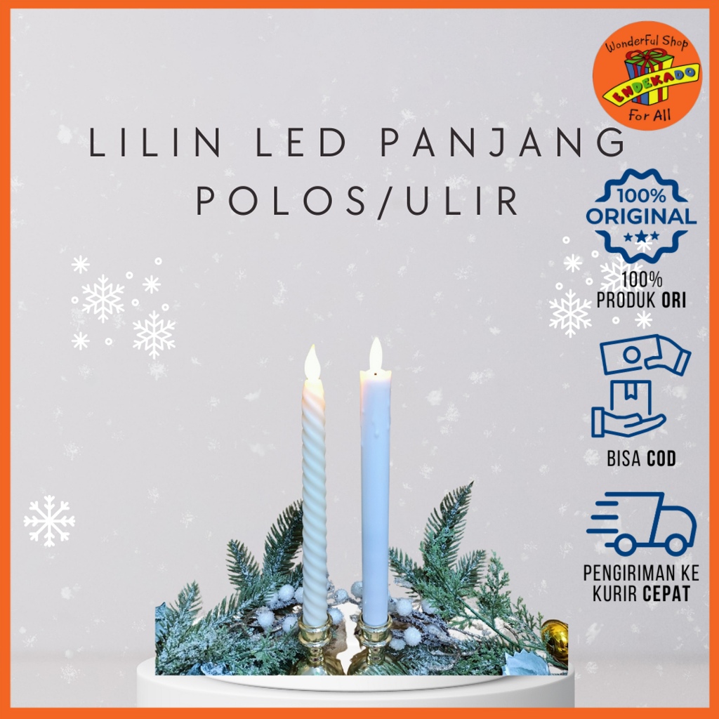 Lilin LED Panjang Polos | Lilin Panjang Ulir | Lampu Lilin