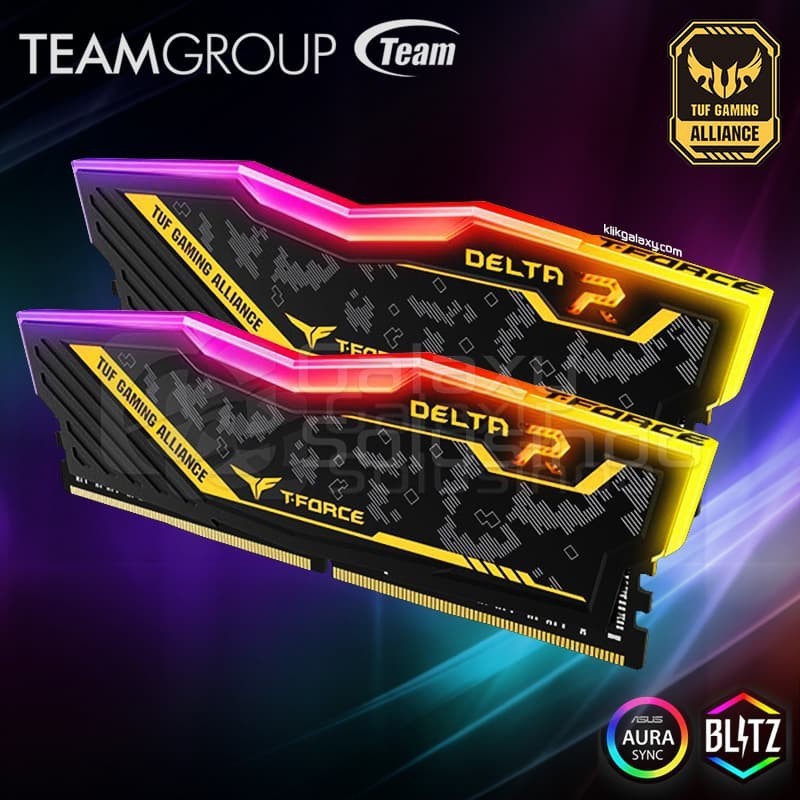 Ram gaming team delta rgb tuf ddr4 32gb 2x16gb dual channel longdimm 2666mhz 1.2v  for pc komputer