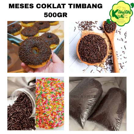 Meses Coklat dan Meses Warna Kemasan Timbang 500 gr /Meses Dore/Meses Innova/Meses Holland/Nuri