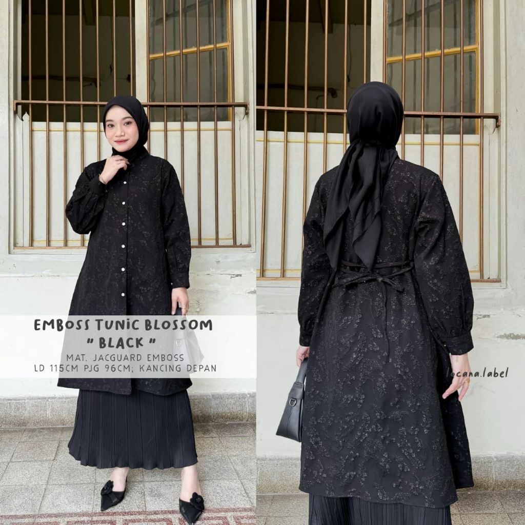 LOCANA LABEL Emboss Tunik Locana Boutique Original Atasan Muslim Wanita ESL Solo