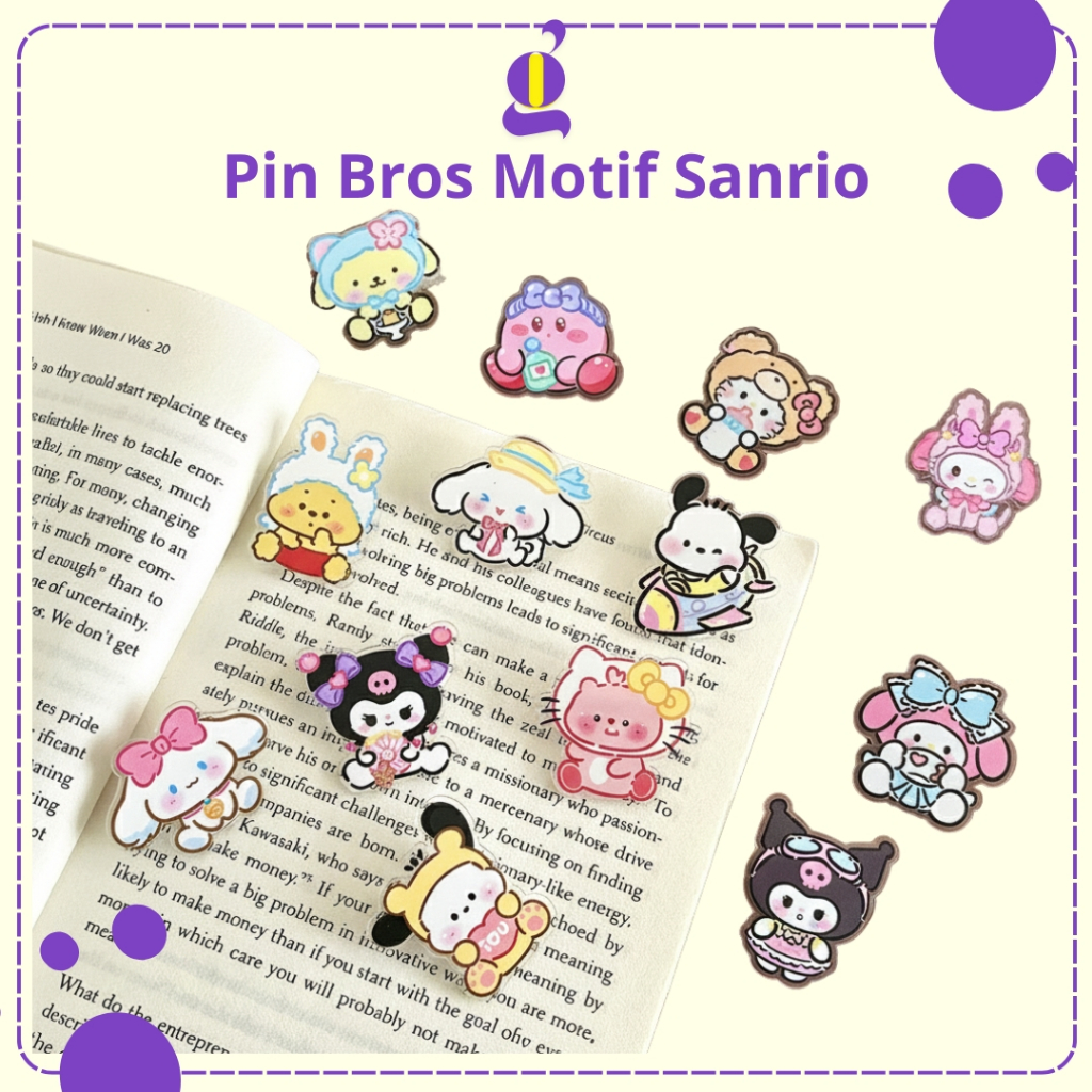 Pin Bros Motif Sanrio Pin Baju Tas Topi Lucu Pin Hijab Anak Souvenir Kartun Pin Akrilik AC019