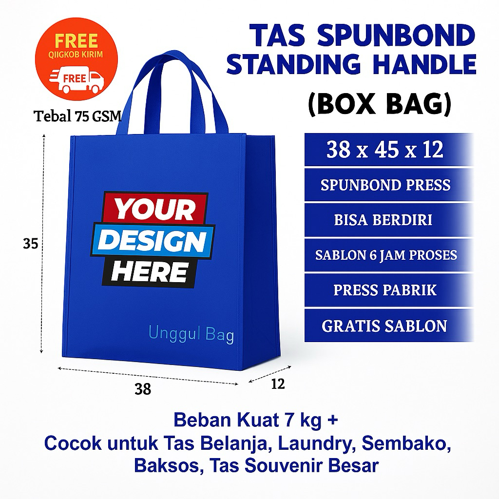 TAS SERBA GUNA SPUNBOND SABLON CUSTOM 38x45x12