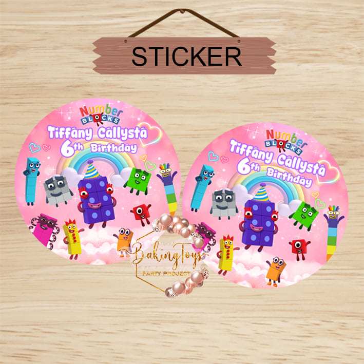 Number Blocks Pink Sticker Birthday / Sticker Bento / Pudding / Tumpeng Ulang Tahun