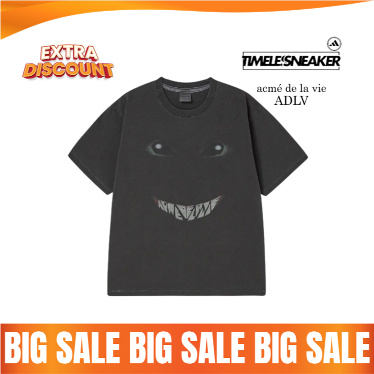 ADLV ALIEN MONSTER PIGMENT SHORT SLEEVE T-SHIRT CHARCOAL 100% ORIGINAL