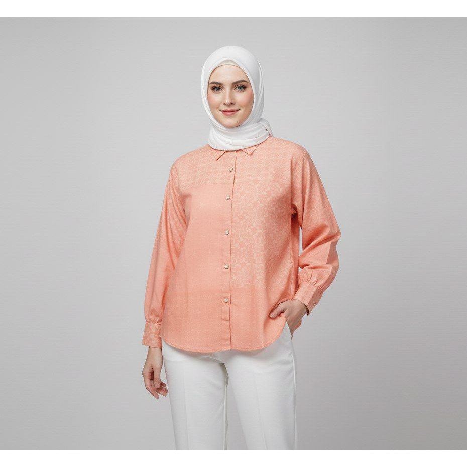 ASK - Atasan Wanita Lengan Panjang Kemeja Muslim Wanita Motif Printed Kemeja12