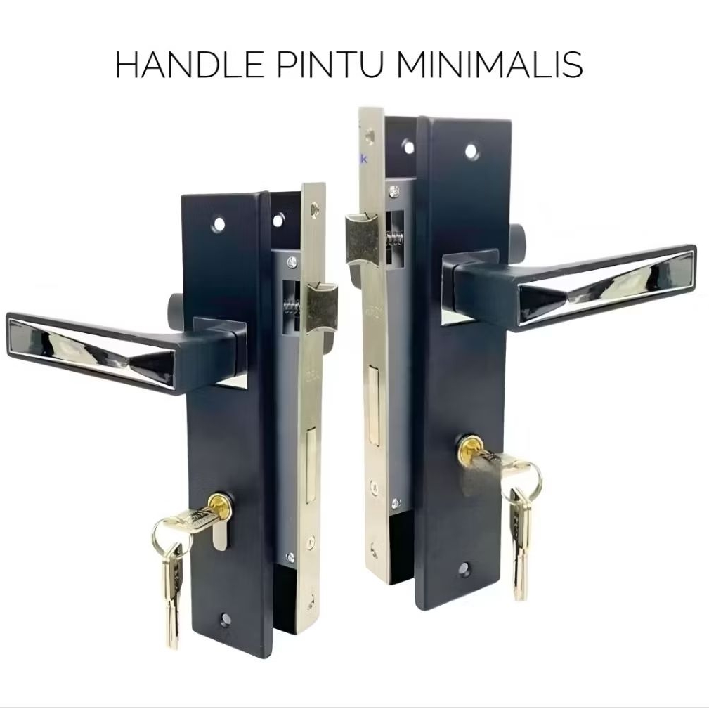 Handle pintu minimalis hitam gagang chrome
