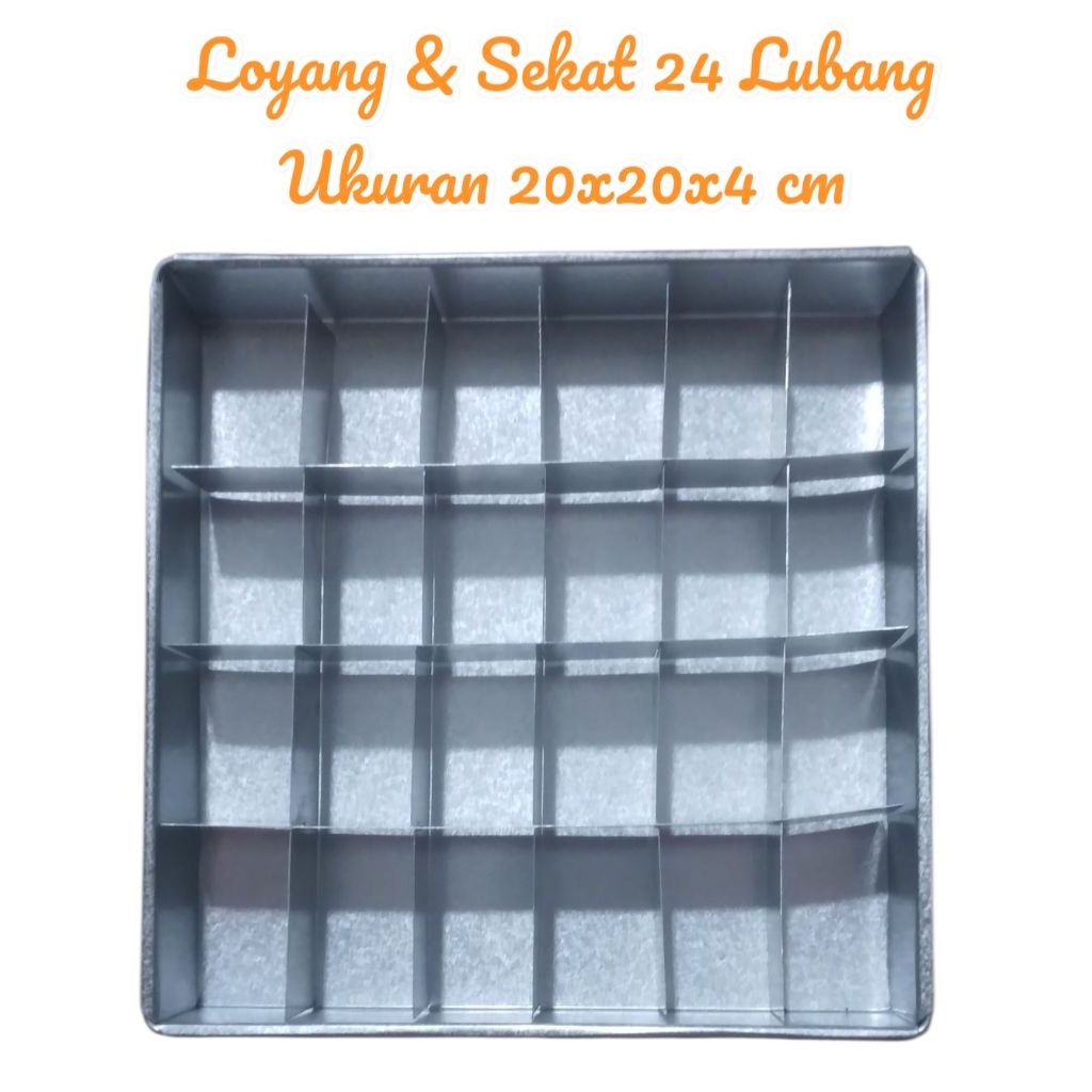 Loyang Dan Sekat Loyang Kue Brownies Sekat Ukuran 20x20 22x22 25x25 Cm Lubang 24 Bahan Galvalum Anti