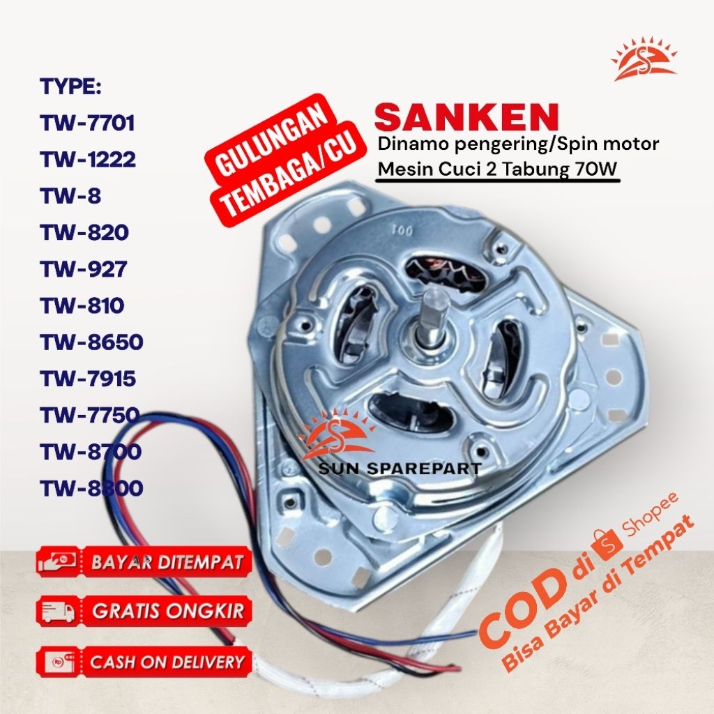 Spin motor/Dinamo pengering Sanken Gulungan tembaga TW-8709GR TW-8660EPK TW-8630TG Mesin cuci 2 Tabu