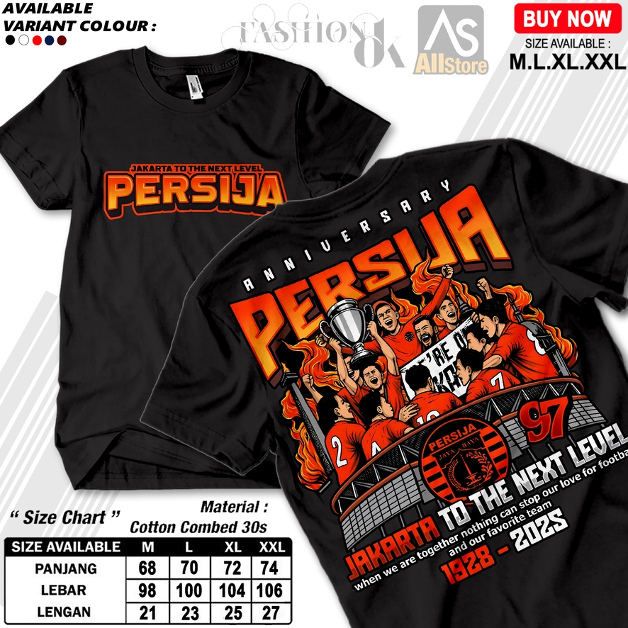 V6 Kaos Anniversary Persija Jakarta Ke 97 Tahun Terbaru Cotton Combed 30s Kaos Casual Football Pria 