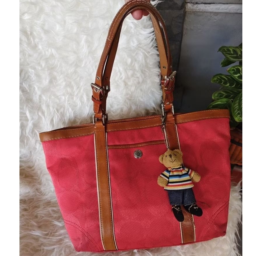 Tote oren coach signature mix leather vintage Preloved