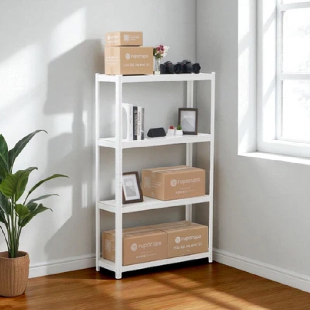 KRISBOW 90x30x147CM TORI RAK BESI 4 TINGKAT PUTIH/AZKO KRISBOW TORI STORAGE 4 SHELF 90X30X147CM WHIT