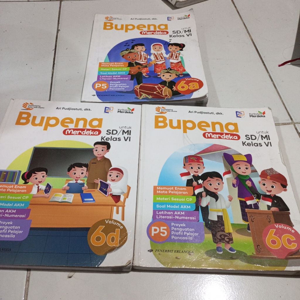Buku Bekas Bupena 6a, 6b, 6c, 6d. SD MI Kelas 6 Kurikulum Merdeka Penerbit Erlangga