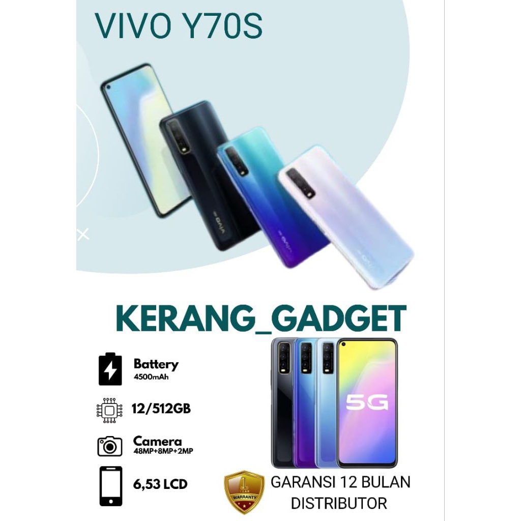 VIVO  Y70S  RAM 8/256  Garansi 12 Bulan