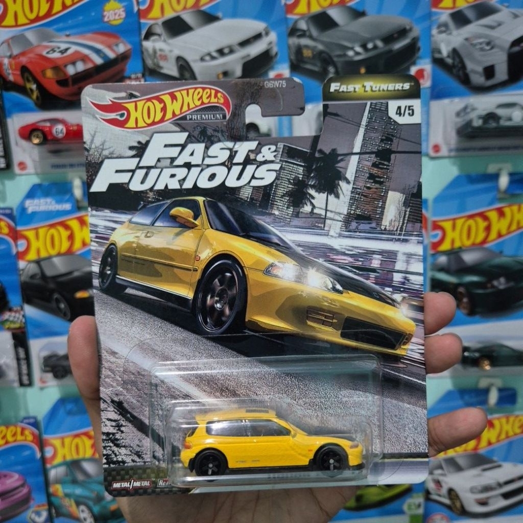 HOT WHEELS PREMIUM FAST AND FURIOUS HONDA CIVIC EG KUNING