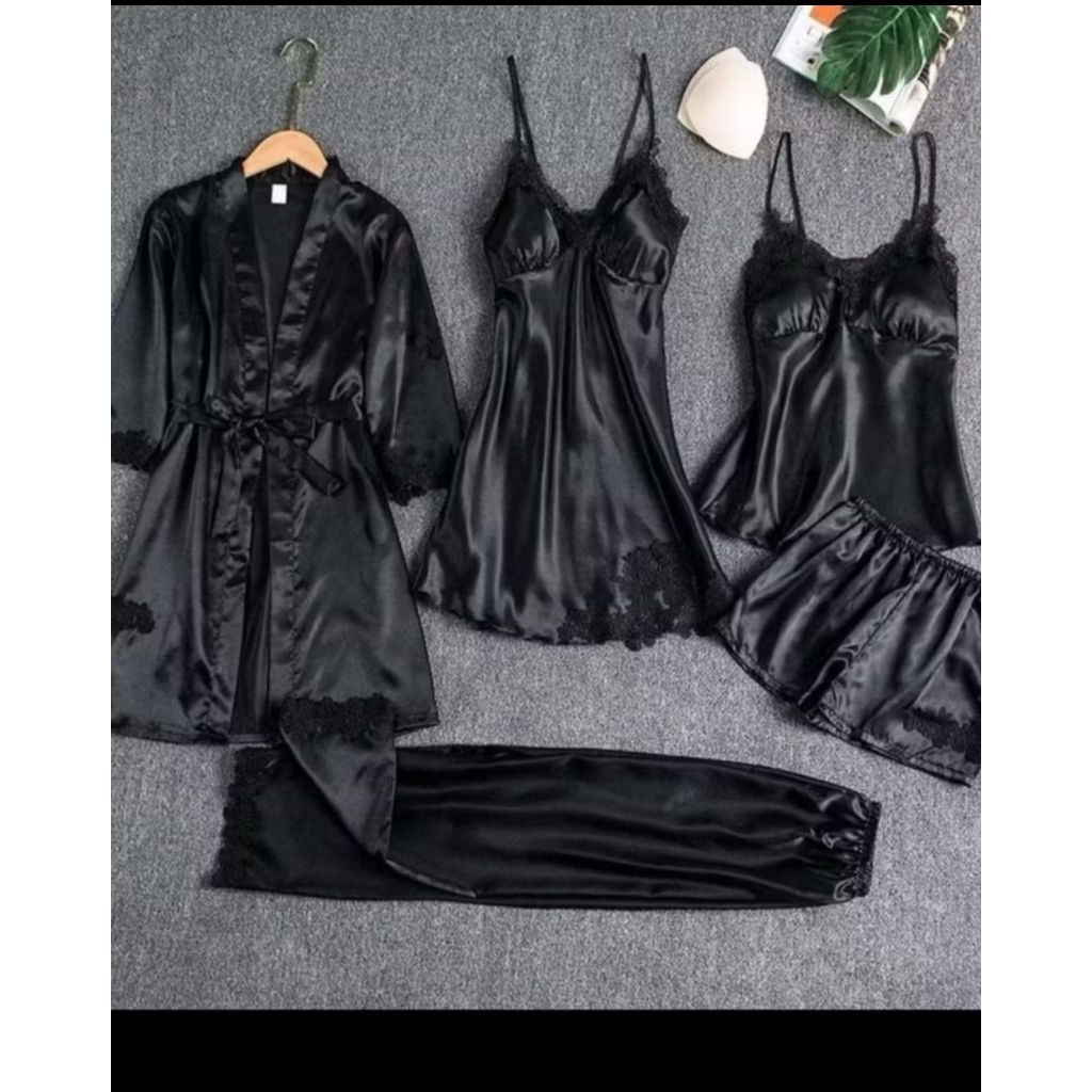 Piyama 5 In 1 Set Kimono Lingerie Import 100%