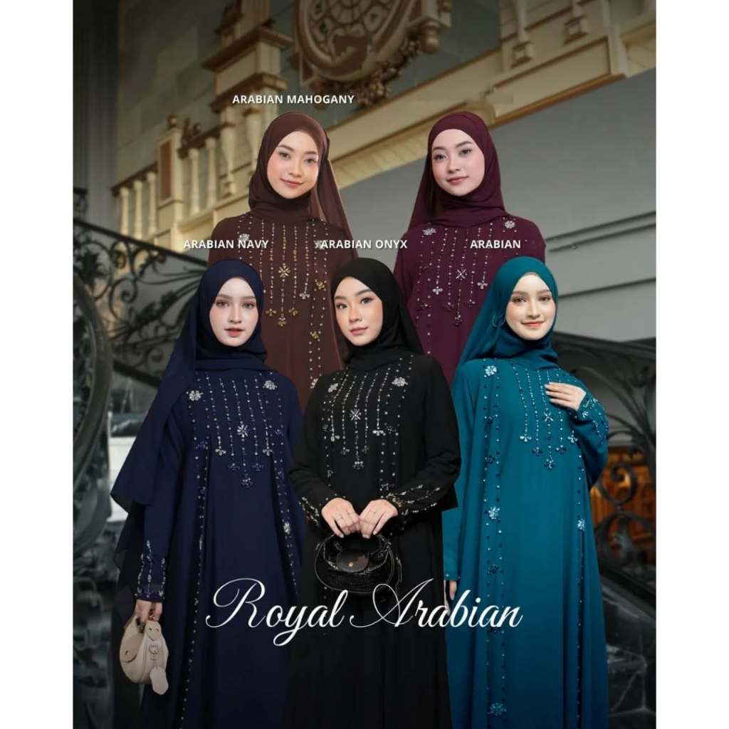 Gamis Couple Lebaran 2025 Royal Arabian Dress Hitam