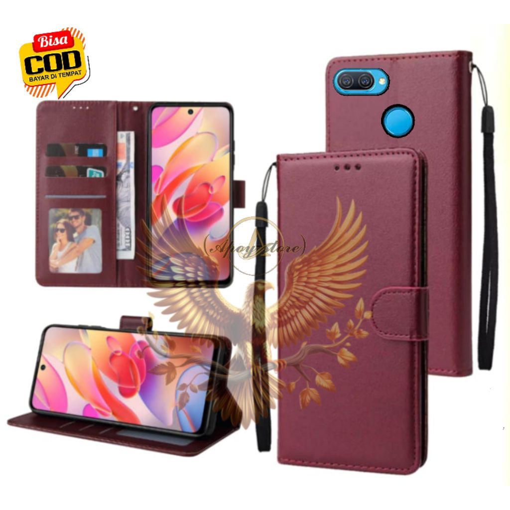 CASE HP OPPO A12/A11K/A5S/A7/F9 - CASING DOMPET-FLIP LEATHER-SARUNG HP