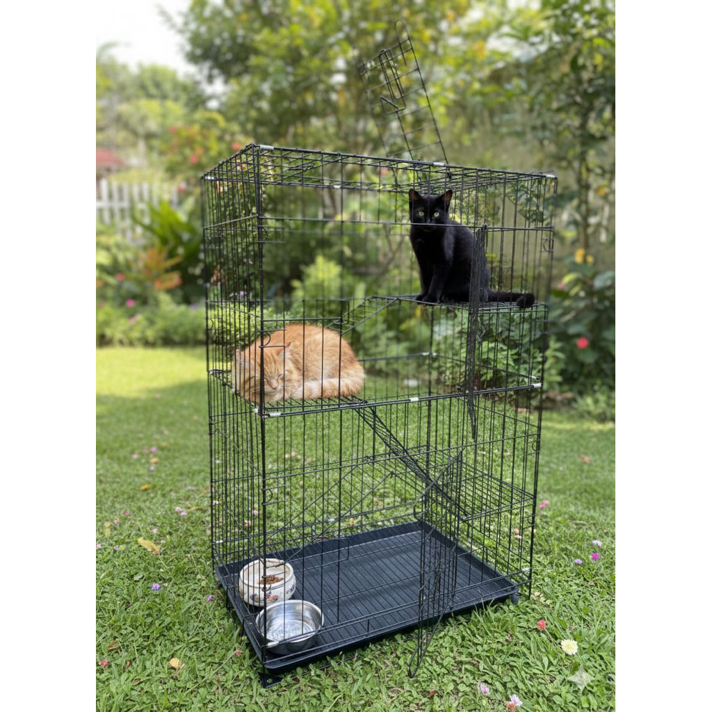 KANDANG KUCING BESI MURAH TINGKAT 3 + RODA 100x60x42 CM