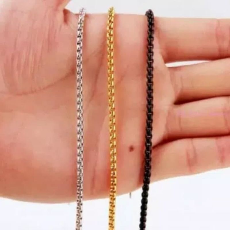 Kalung Pria Titanium Rantai Kotak Kalungnya Cowok Keren / Kalung Rantai Kotak Titanium Pria