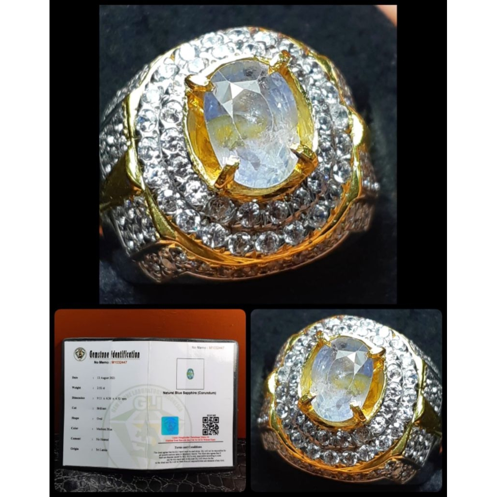 BLUE SAPPHIRE CEYLON NTE YA + RING PERAK SILVER