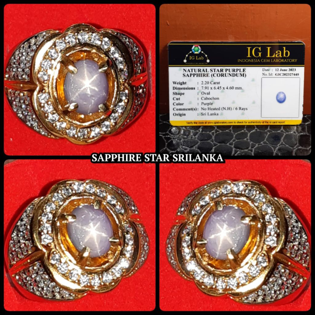 original star sapphire asli Srilanka Ceylon + memo lab