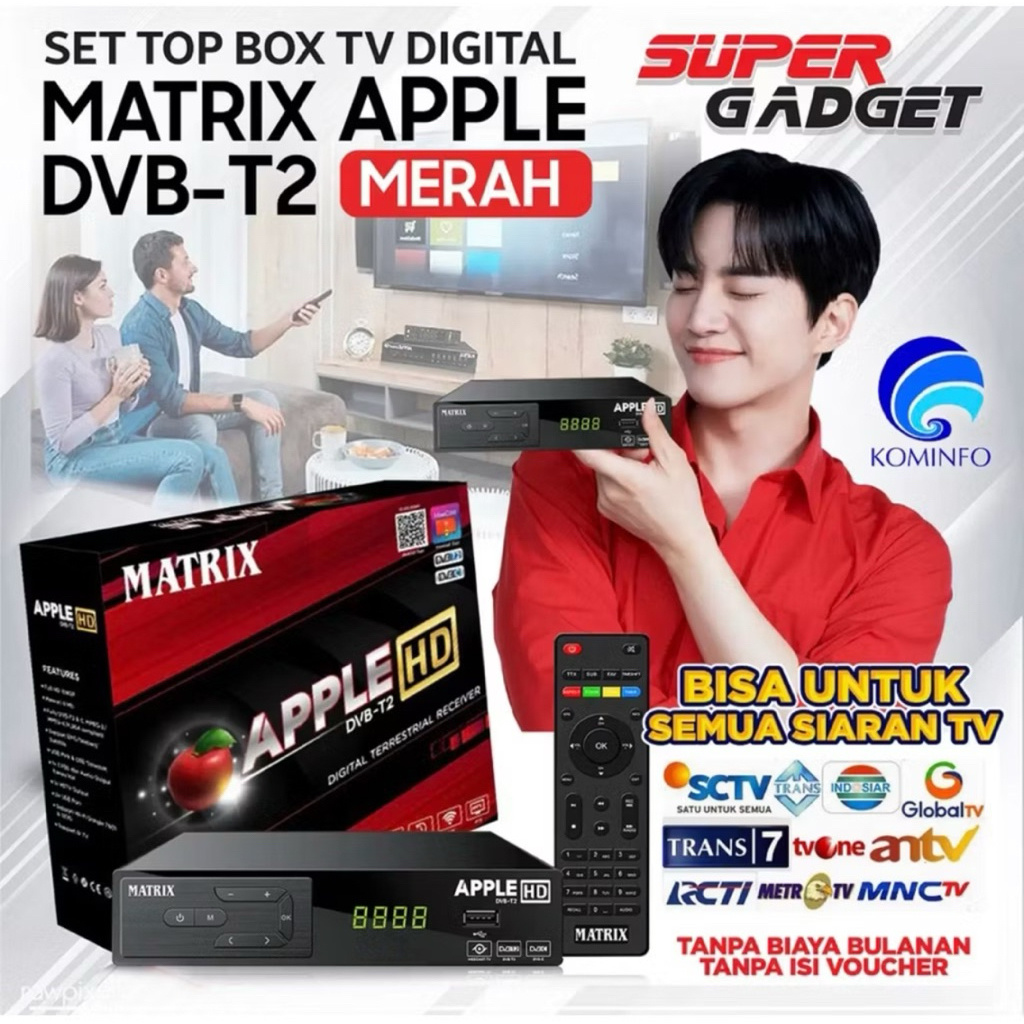 MATRIX APPLE MERAH Set Top Box Receiver DVB T2 HD Terbaru DVB T-2