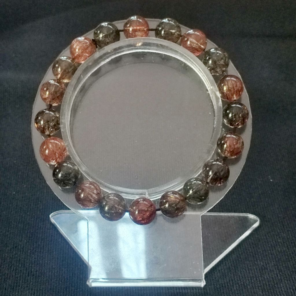 Gelang Crystal-Gelang Kristal Black Gold Super Seven-Black Gold Rutiled-Gelang batu alam natural