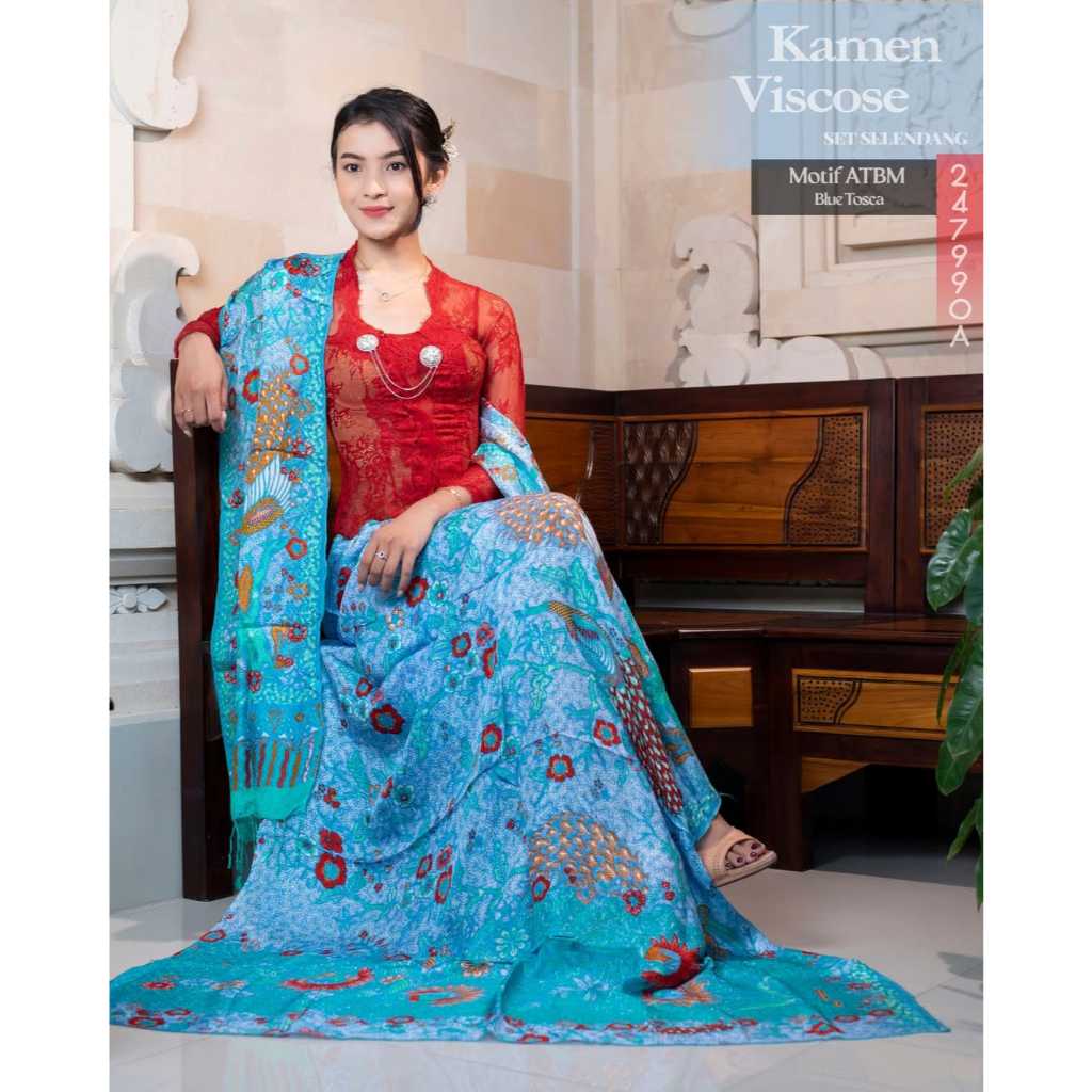 Kamen Bali Kamen Viscose Atbm Serat Nanas Kamen ATBM Lembaran Set Selendang Bawahan Wanita