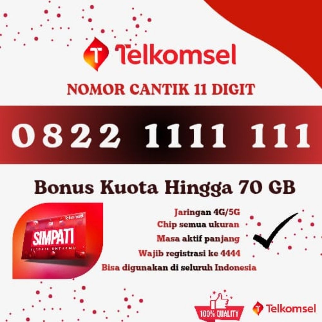 Telkomsel kartu perdana Telkomsel nomor cantik 11 digit free kuota-70 GB -EXP panjang