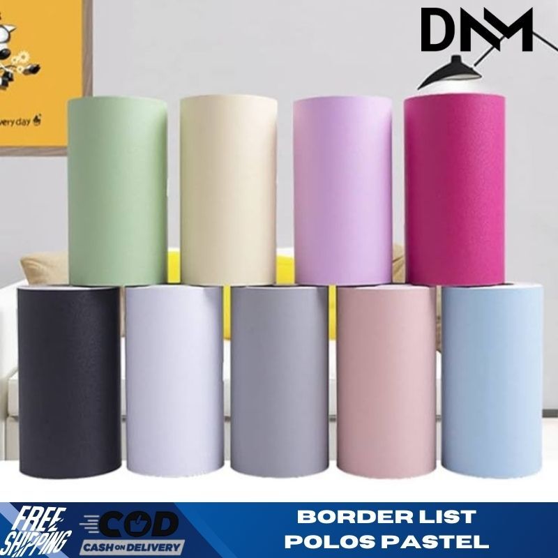 Border List Wallpaper Motif Polos 10cm x 10m Sticker Dekorasi Rumah Stiker List Border Polos Pastel