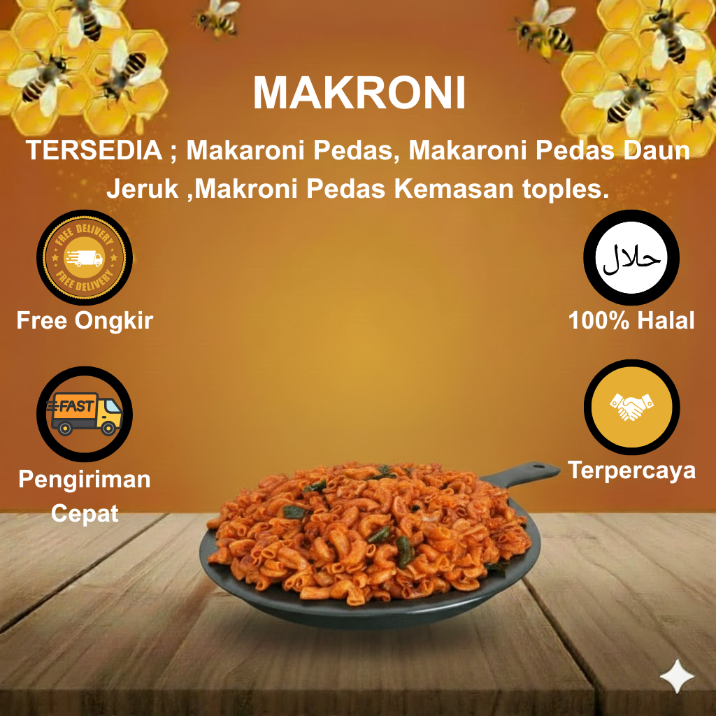 Makaroni Makroni Macaroni Makaroni Pedas Makaroni Pedas Daun Jeruk Makroni Pedas Kemasan toples