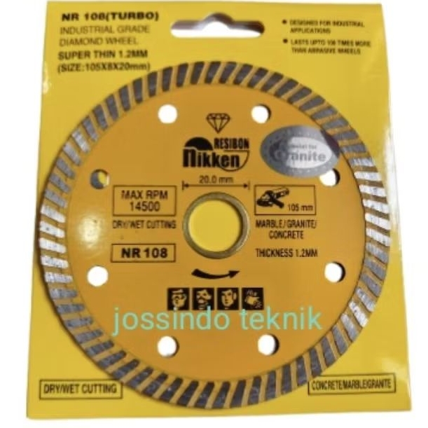 diamond wheel turbo nikken resibon / pisau potong granit turbo nikken resibon