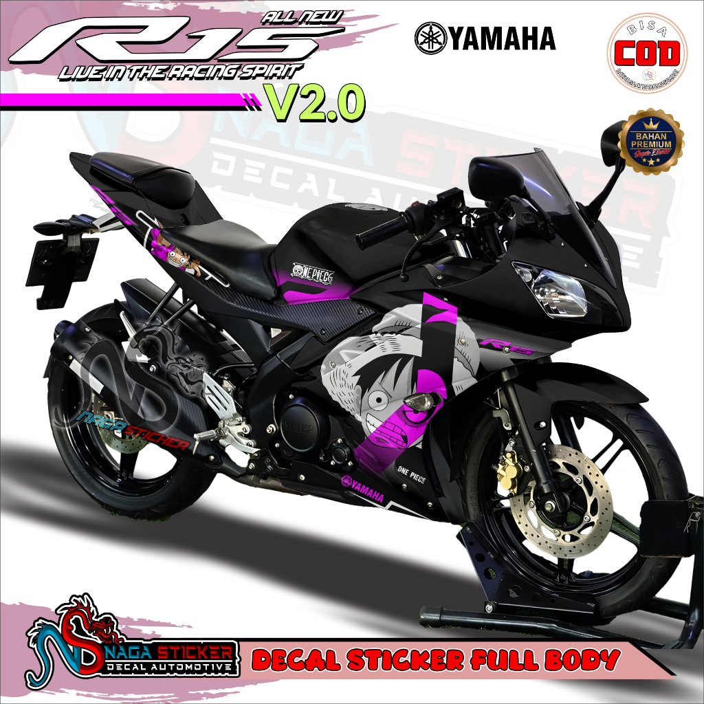Cod Decal Sticker Full Body YAMAHA R15 V2.0 Variasi Anime Simple R1V2-19  Desain Bisa Custom Dekal