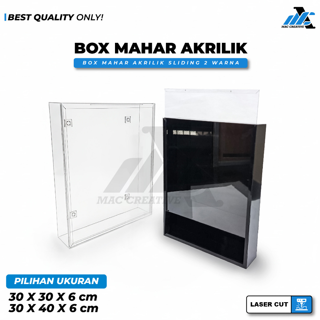 Frame Mahar Akrilik - Box Mahar Akrilik Sliding - Kotak Mahar Akrilik Ukuran 30x30x6 & 30x40x6