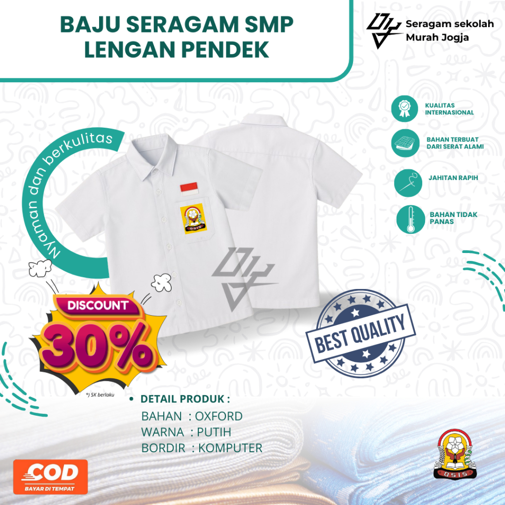 SERAGAM SMP SERAGAM SMP LENGAN PENDEK BAJU SMP LENGAN PENDEK PUTRA PREMIUM