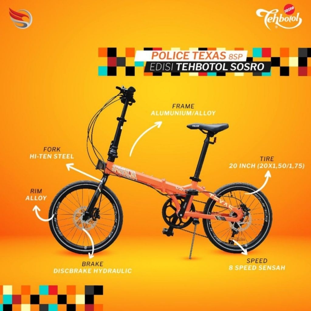 SEPEDA LIPAT Element 8 Speed POLICE TEXAS SOSRO EDITION 20 inch