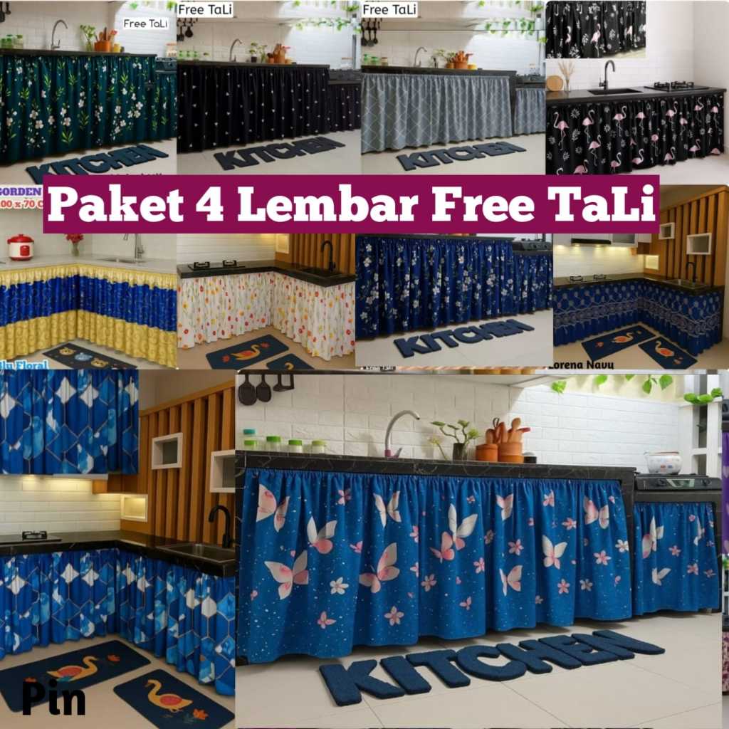 ISI 4 Pcs Gorden Kolong Dapur Minimalis Uk 100 x 70 cm + Bonus Tali AESTHETIC
