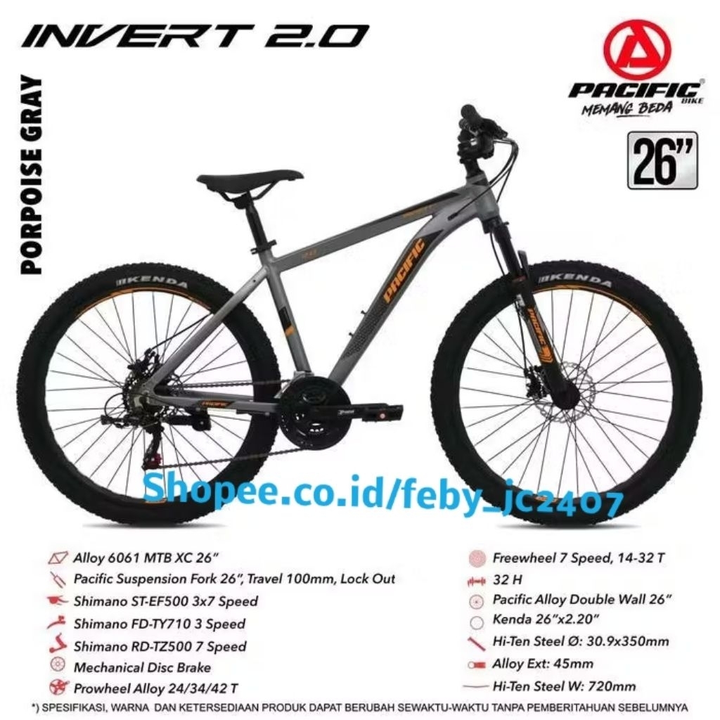 Sepeda MTB 26 inch Pacific Invert 2.0 Frame Alloy