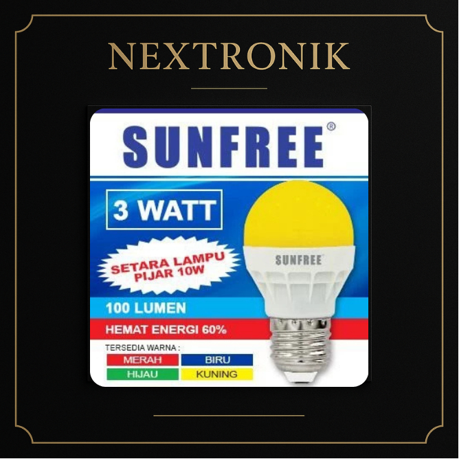 Lampu Led Warna MERAH Sunfree 3 Watt RGB 3W hias tidur dekorasi 3Watt bohlam MERAH