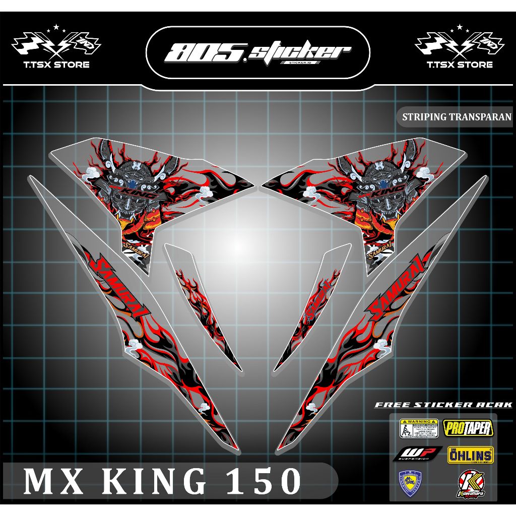 STRIPING STIKER TRANSPARAN JUPITER MX KING/STIKER MX KING 150/STRIPING MX KING 150 MOTIF ARAI SKULL