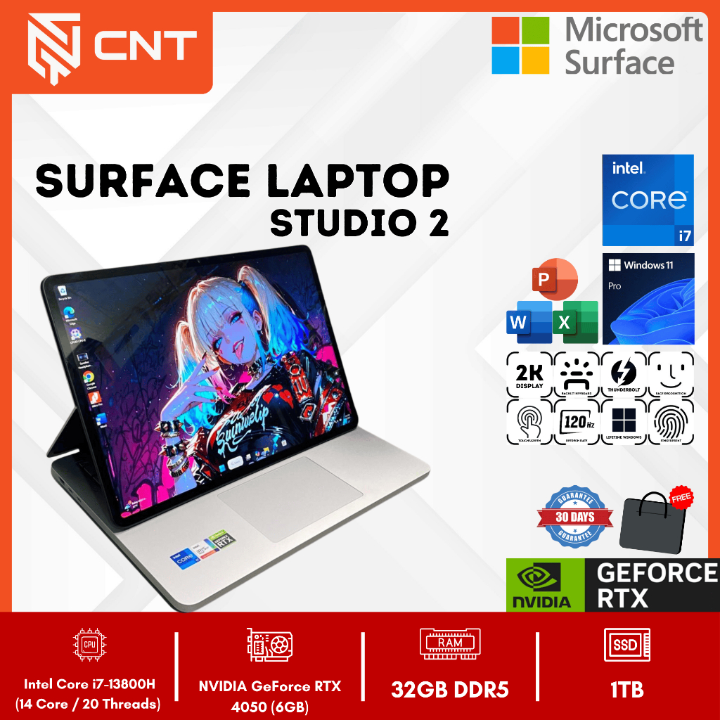 Microsoft Surface Laptop Studio 2 Core i7-13800H NVIDIA GEFORCE RTX 4050 6GB (32/1TB) Touchscreen
