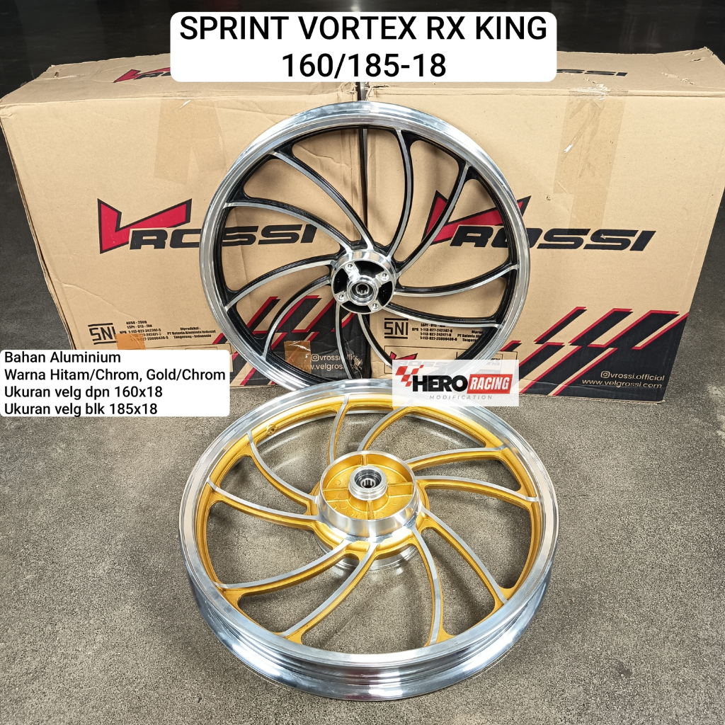 VELG SPRINT VORTEX RX KING 160/185-18 GOLD/CHROME HITAM/CHROME