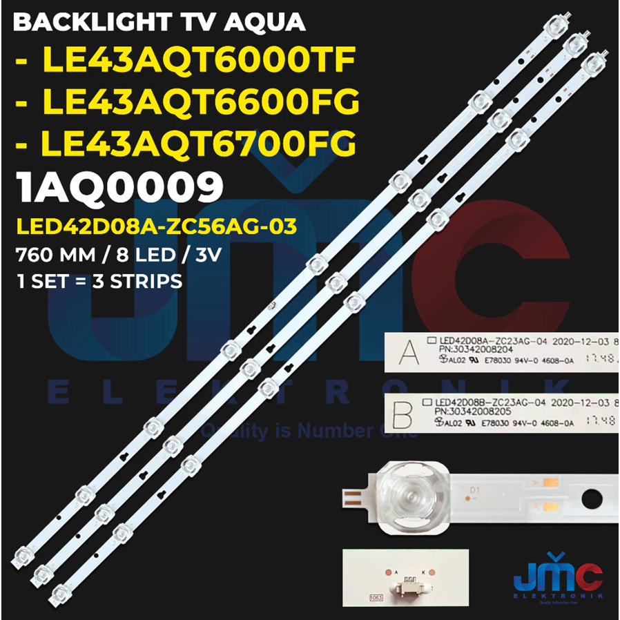 BACKLIGHT TV LED AQUA 43 INCH LE 43AQT6000 LE 43AQT6600 LE 43AQT6700 LE43AQT6000 LE43AQT6600 LE43AQT