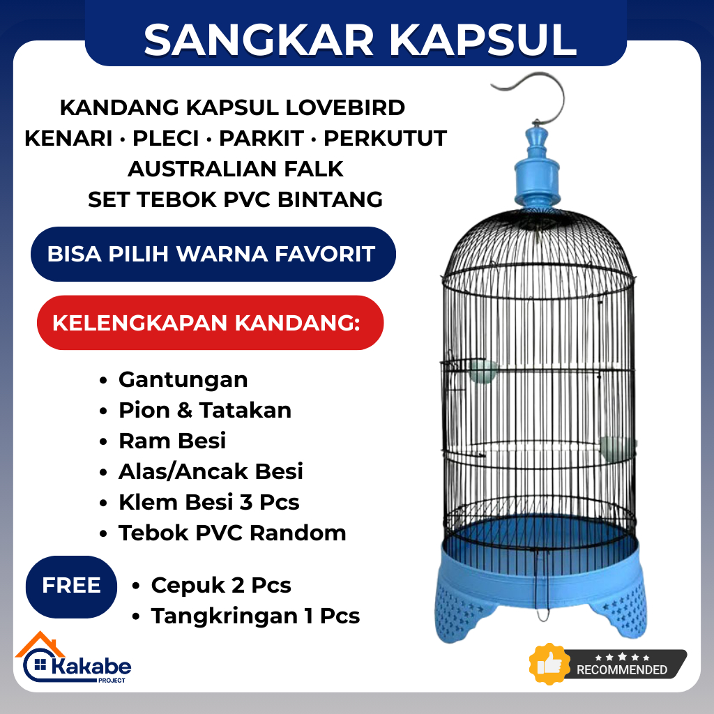 SANGKAR BURUNG TEBOK PVC MODEL OVAL/KAPSUL – TINGGI 87CM UNTUK LOVEBIRD, KENARI, PERKUTUT & BURUNG K