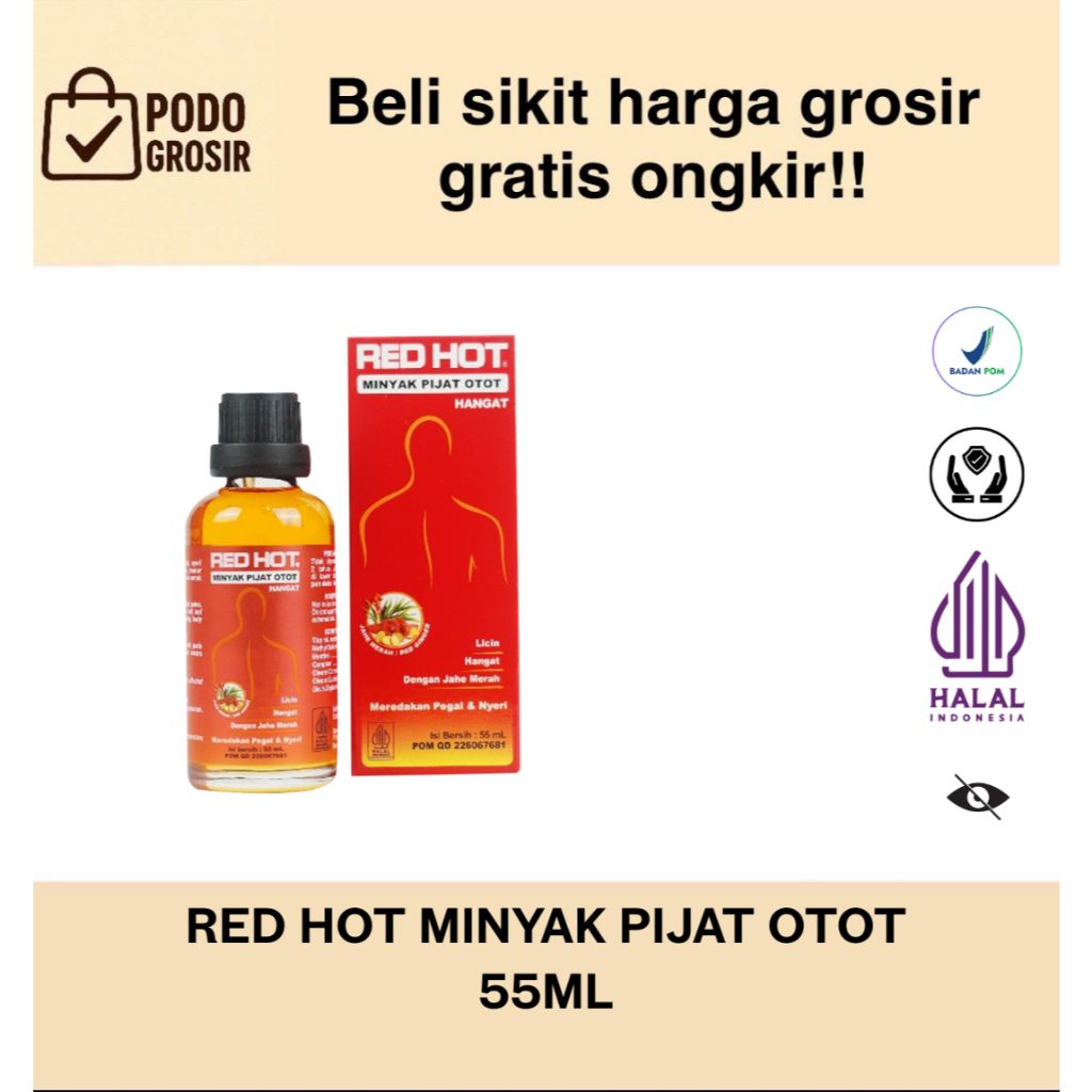 RED HOT Minyak Pijat Otot 55ml Jahe Merah Massage Oil