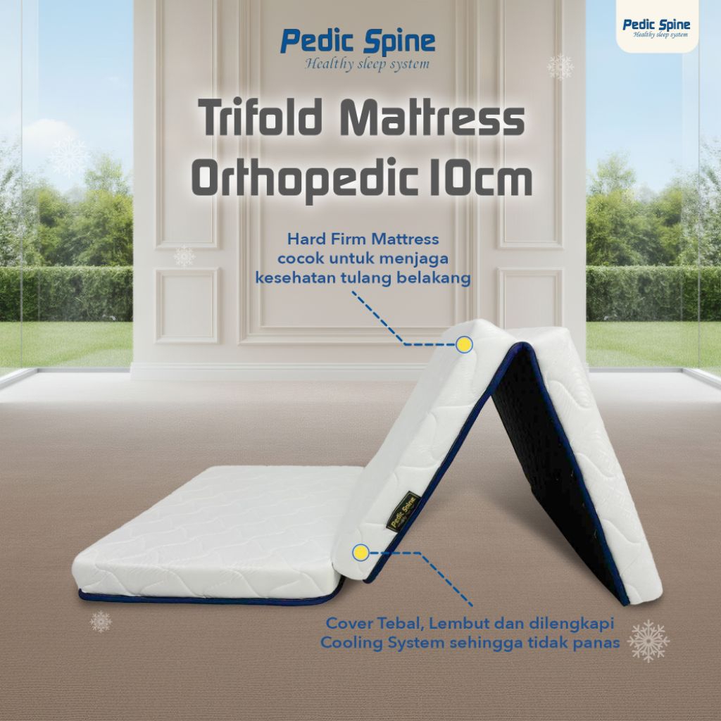 Pedic Spine Kasur Lipat Orthopedic Extra Firm 10cm | Kasur Kesehatan Tulang Belakang | Trifold Foldi