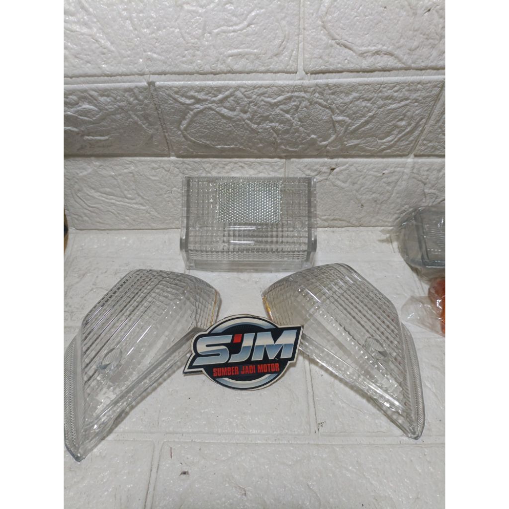 mika stop dan mika sen sein belakang Suzuki rc100 rc 100 rc80 spirit bravo bening/putih SET